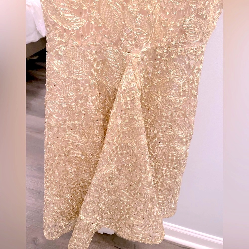Clarisse bateau mermaid gold sequin size 4 evening gown - Picture 7 of 15